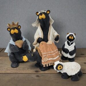 Bearfoots Beartivity II Nativity 5 Piece Set 50439 Jeff Fleming Big‎ Sky Carvers